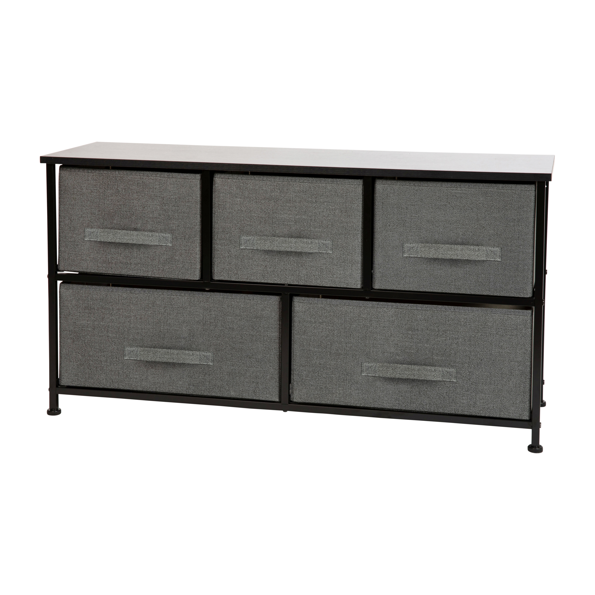 Flash Furniture, Black/Gray 5 Drawer Storage Chest Organizer, Height 21.5 in, Width 39.5 in, Color Black, Model# WX5L206XBKGR